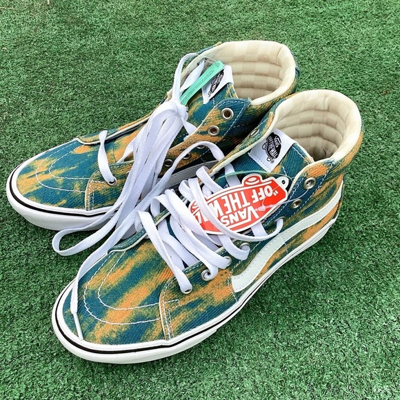 Vans new Comfycush Sk&-Hi In Bloom Blue Yellow Size 7.0(Men)/8.5(Women) - Picture 4 of 13